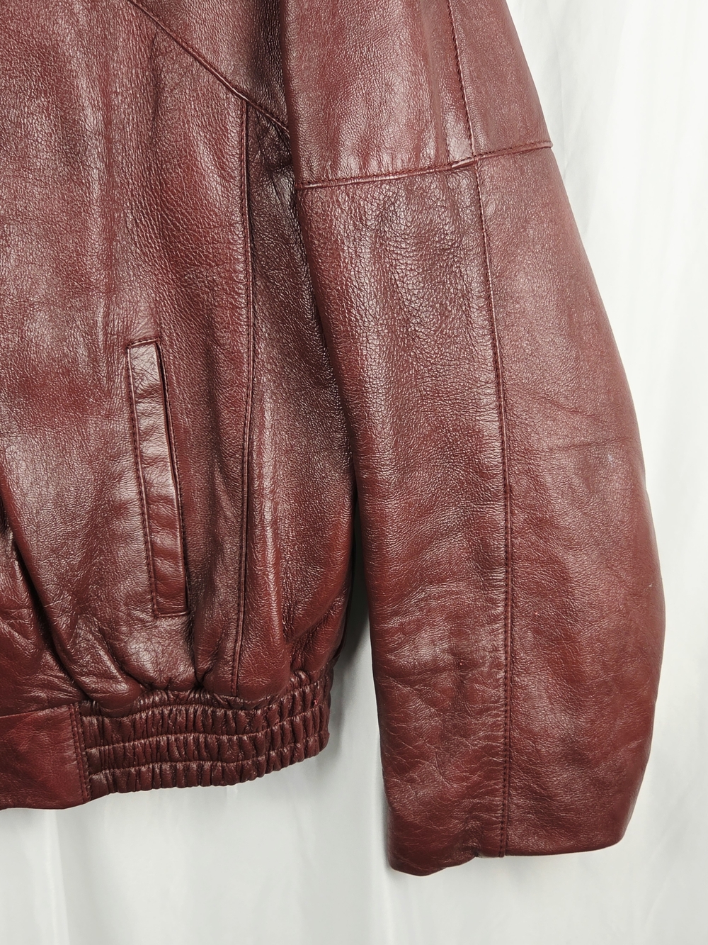 Lapiel Burgundy Leather Bomber Zip Up Jacket Size 42 - Picture 4 of 16
